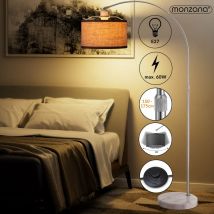 Monzana Design Bogenlampe Höhe 150-175cm Stoffschirm Ø25cm Marmorfuß Fußschalter Stehlampe Stehleuchte Bogenleuchte