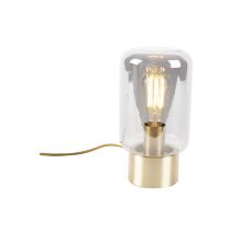 Qazqa - Design Brass with Smoke Glass Table Lamp - Bliss Cute