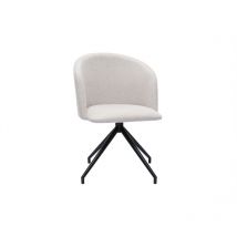 Design-Drehstuhl 360° aus beigem strukturiertem Samteffektstoff und schwarzem Metall VANITY