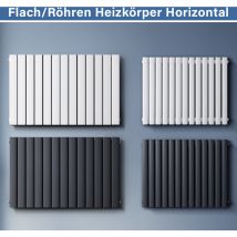 Sonni - Design Flachheizkörper Horizontal Heizkörper wohnzimmer Heizung Röhrenheizkörper Weiß 600x770mm,Doppellagig,978 Watt,15-22m²