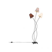 Design Floor Lamp Black with Fabric Lampshades 3-Light - Melis