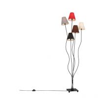 Design floor lamp black with fabric shades 5-light - Melis - White