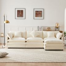 Design moderne, meubles rembourrés, tissu chenille, canapé trois places, canapé rembourré, canapé d'angle avec repose-pieds, canapé d'angle en forme