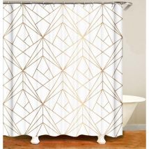 Linghhang - design Rideau de douche doré ligne jaune triangles salle de bain textile rideau anti-moisissure effet lavable rideau douche rideau 12