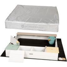 Needs&wants - wondermake Design Sandkasten mit Abdeckung oxford 420D, Matschküche, Vliesfolie, Sandkiste Holz quadratisch verschließbar Outdoor