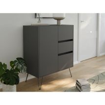 Design Sideboard Kommode Rauk 80cm 3 Greifraum Softclose 1 Tür Grafit
