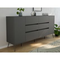 Design Sideboard Kommode Yako 200cm Greifraum 6 Softclose 2 Türen Grafit