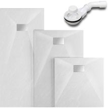 Witen&nock - Smc Duschwanne Duschtasse Superflach Duschtasse Inkl. Edelstahl Abdeckung Und Ablaufgarnitur, Weiß, 180x70 Cm