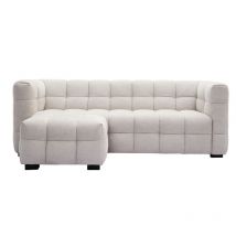 Design-Sofa 3-Sitzer mit Fußstütze aus beigem Stoff im Samtdesign corto