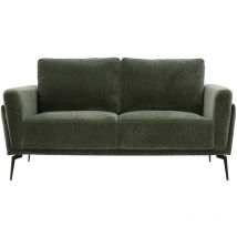 Miliboo - Designersofa 2-Sitzer aus grünem Khaki-Veloursstoff und schwarzem Metall mosco