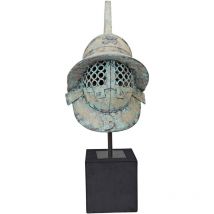 Design Toscano - Ancient Roman Pompeii Gladiator Helmet Statue Elmo Antico, Metallo, Verde, 37x29x73.5 cm