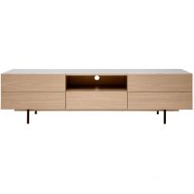 Miliboo - Design-tv-möbel Mit Stauraum Aus Hellem Eichenfurnier Und Schwarzem Metall B180 Cm Alaska