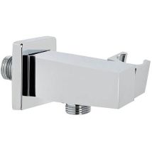 Design-wandanschlussbogen 90° Mit Brausehalter - 30 Mm Quadratische Ausführung - Chrom