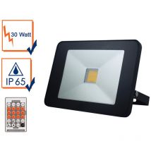 Perel - 30 Watt led Strahler Bewegungsmelder & Fernbedienung, 4000 Kelvin, IP65, 15x21cm