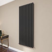 Aica Sanitaire - aica Oval Column Radiator 1600x590mm Central Heating Vertical Double Stylish Black