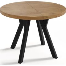 Designer Runder Ausziehbarer Esstisch - Loft-stil, Platzsparend - Schwarze Beine - 100 Bis 150cm - Für 5-8 Personen - Hergestellt In Eu - Lancelot 