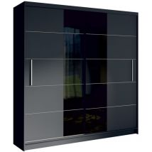 Designerschrank 200cm in Graphitgrau und Schwarz, Kollektion NARAGO