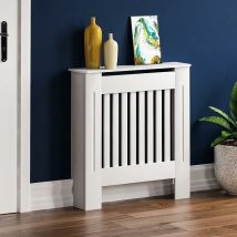 Briefness - Designs Chelsea Radiator Cover Modern Slatted Grill Slats White Painted mdf Cabinet, Small