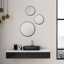 Spiegel Rund Talos Picasso Schwarz Ø 25 Cm - Mit Hochwertigem Aluminiumrahmen Für Stilvolles Ambiente - Perfekter Badezimmerspiegel Rund, Der Eleganz 