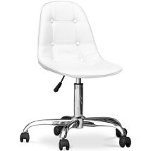 Privatefloor - Desk Chair with Wheels - Upholstered - Fery White Vegan leather, Steel - White