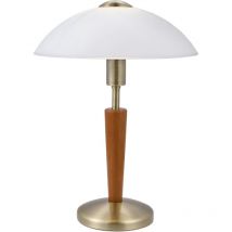 Crea - Desk lamp 1, 1 bulb, material: steel, wood, color: brown, walnut, glass: satin white, base: E14, including touch dimmer