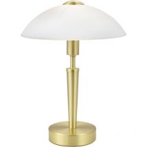 Crea - Desk lamp 1, 1 bulb, material: steel, wood, color: brown, walnut, glass: satin white, base: E14, including touch dimmer