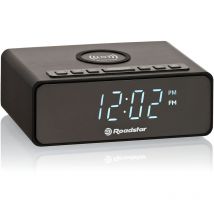 Roadstar - CLR-700 Qi Radio Reloj Despertador Digital pll fm, Cargador Inalámbrico Móvil Smartphone con Tecnología qi Negro - Negro