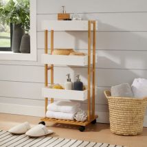 Desserte de cuisine Desserte en bambou Smart Home avec étagère 3 cases pour cuisine et salle de bain
