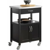Desserte de Cuisine Roulante, Meuble de Rangement à roulettes Plateau en Acier inox FKW22-SCH Sobuy