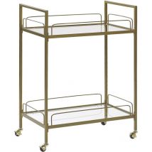 Beliani - Desserte Table d'Appoint à Roulettes en Verre de Sécurité et Métal Très Décorative et Pratique pour Cuisine Chambre ou Salon Glamour