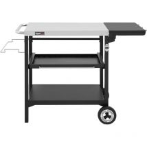 Royal Gourmet - Desserte Extérieure pour Plancha - 3 Étagères Chariot pour Barbecue avec Dessus de Table en Acier Inox 70 x 50cm et Table d'Appoint