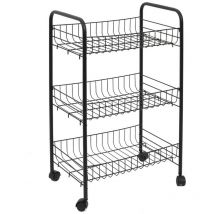 The Home Deco Factory - Desserte à roulettes 3 niveaux noire