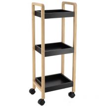 Desserte sur roulettes 3 etageres bambou mdf - bambou noir Tendance