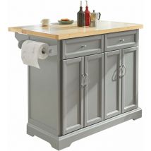 FKW71-HG îlot de Cuisine Desserte sur roulettes Meuble de Cuisine de Service Roulant avec Plans de Travail Rabattable - Grande Armoire de Rangement