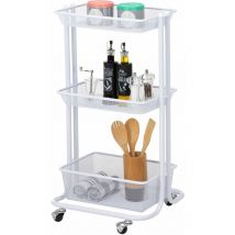 Desserte à roulettes valiente, 3 bacs de rangement en métal blanc