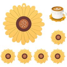 Dessous de verre à fleurs, 6 jolis sous-verres en silicone antidérapants, lavables, réutilisables et résistants à la chaleur