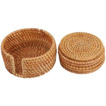 Dessous de verre isolant en rotin pour tasse, dessous de verre décoratif pour bureau, trépied, plateau de table, table à manger, dessous de verre