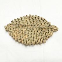 Dessous de verre tissé en forme de feuille Dessous de verre en paille tissé Dessous de verre décoratif pour table basse