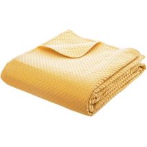 Dessus de lit 2 taies Dolce jaune moutarde 260x240cm Atmosphera Créateur D'intérieur