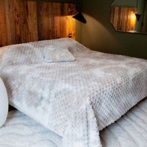Dessus de lit effet fourrure 'Lofoten' - 240x250cm - Taupe