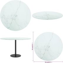 Dessus de table blanc Ø70x0,8cm verre trempé avec design marbre - Dessus De Table - Plateau De Table - Verre Trempé - Design Marbre - Table À Manger