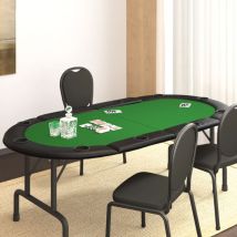 Echoo - Plateau De Table Dessus de table de poker pliable 10 joueurs Vert 208x106x3 cm 83095