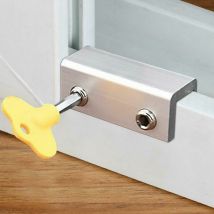 Jalleria - Déstockage 2 Packs Verrou Cale Fenêtre Coulissante avec Clé Limiteur Cadre Porte Coulissante Réglable en Alliage D'aluminium Sécurité