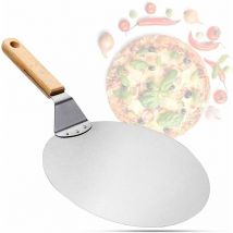 Déstockage Pelle à pizza en acier inoxydable avec manche en bois, poussoir à pizza pour pierre à pizza, poussoir à pain, pelle à gateau, pelle à