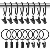 Déstockage,Accessoires rideau Anneaux pour Rideaux 30 Pièces Anneaux de Rideaux avec Clips Vintage Anneaux de Rideaux avec Pinces de 25 mm de