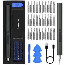 Longziming - Destornillador eléctrico de precisión, juego de destornilladores eléctricos led 36 en 1, mini destornillador recargable por usb, kit de