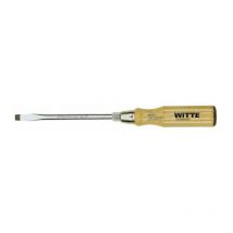 Destornillador de punta plana negra con mango de madera medidas pl 7.0x125 - Witte