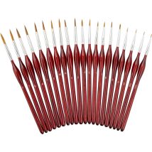 Lot de 20 pinceaux avec détails, pour peinture acrylique, à l'huile et à l'eau, accessoires fins, coloré - Relaxdays