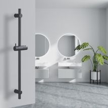 Detbom - Barra de Ducha Negra de 70 cm con Soporte para Cabezal de Ducha Barra de Ducha Universal Moderna de Acero Inoxidable
