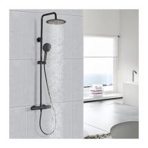 Detbom - Colonna Doccia Termostatica Kit Doccia Rotondo Nero Altezza Regolabile Sistema Doccia in Acciaio Inox
